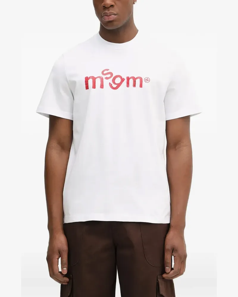 MSGM T-Shirt mit Logo-Print - Weiß Weiß