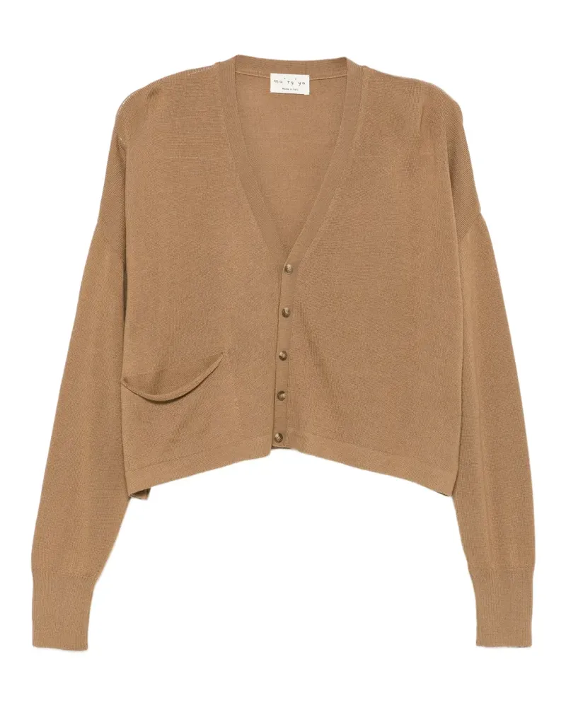 MA'RY'YA Cardigan mit V-Ausschnitt - Braun Braun
