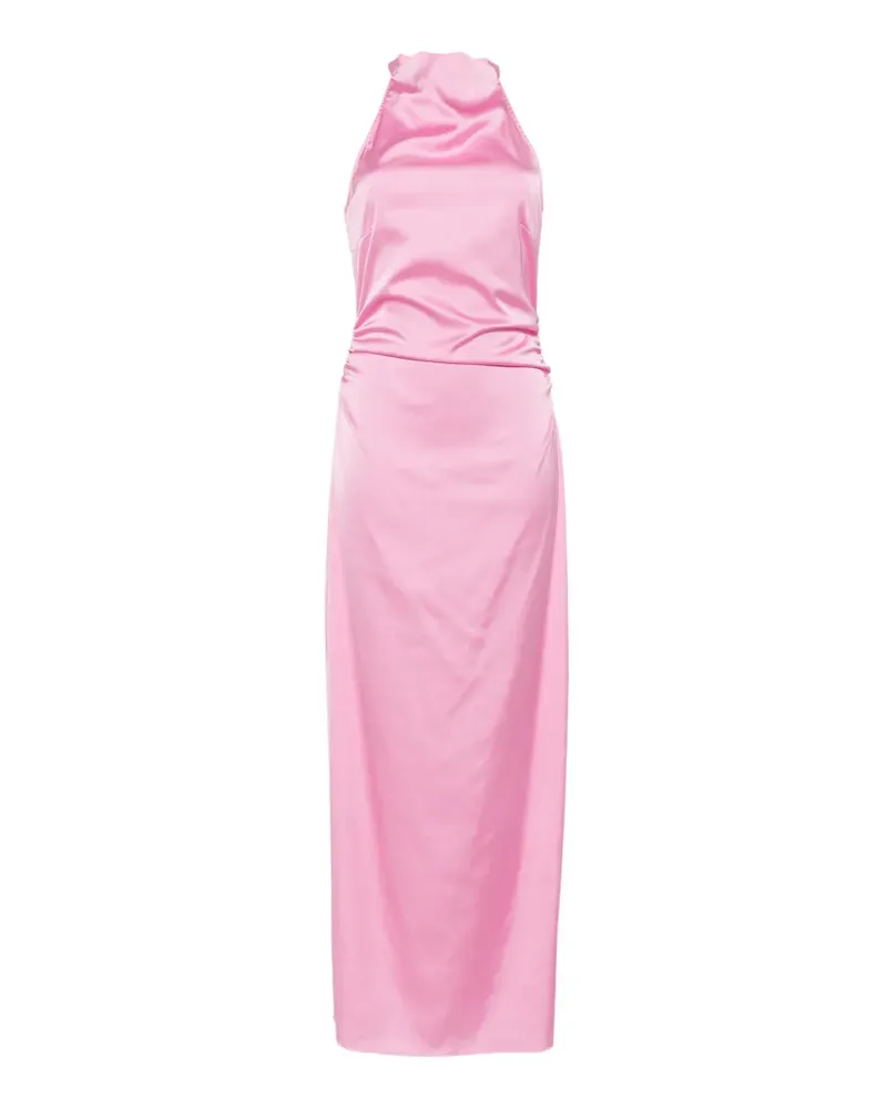 ROTATE Birger Christensen ruched halterneck maxi dress - Rosa Rosa