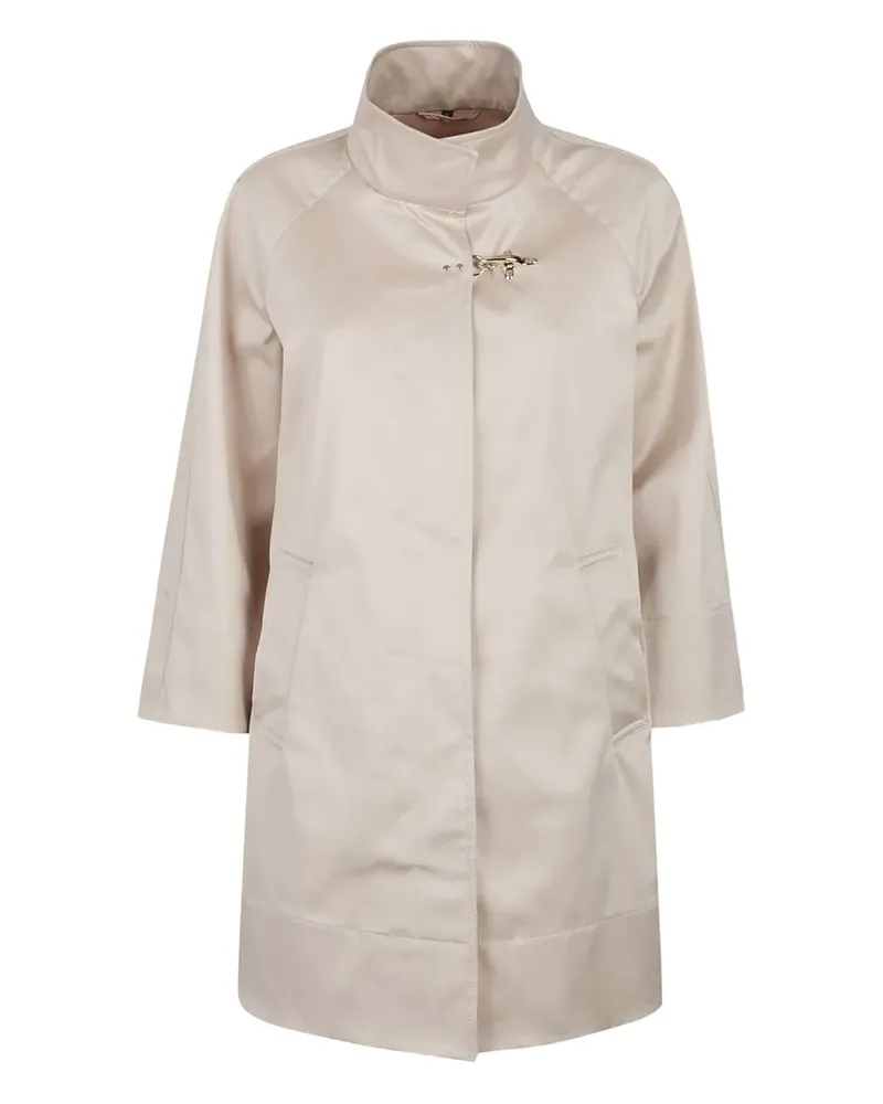 Fay high-neck patch-pockets oversized coat - Nude Nude