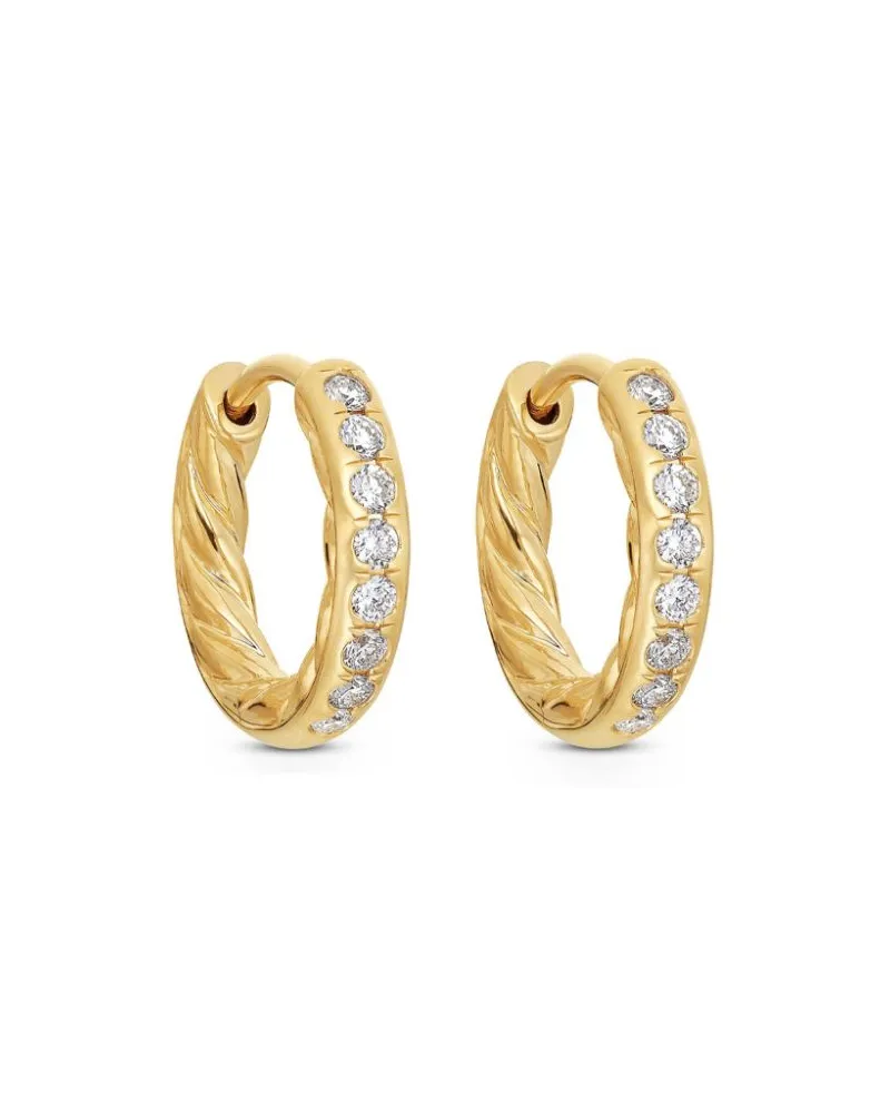 David Yurman 18kt Gelbgoldcreolen mit Pavé und Diamanten (13mm) - D88ADI GOLD D88adi