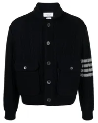 Thom Browne Zopfmuster-Jacke mit Bar-Streifen Blau