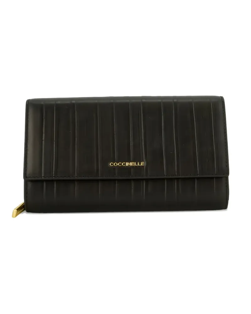 Coccinelle plissé-effect foldover wallet - Schwarz Schwarz