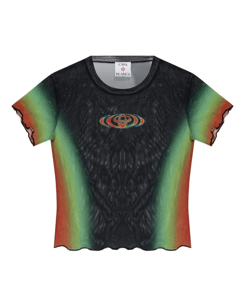 Casablanca Paris ruffled printed top - Schwarz Schwarz