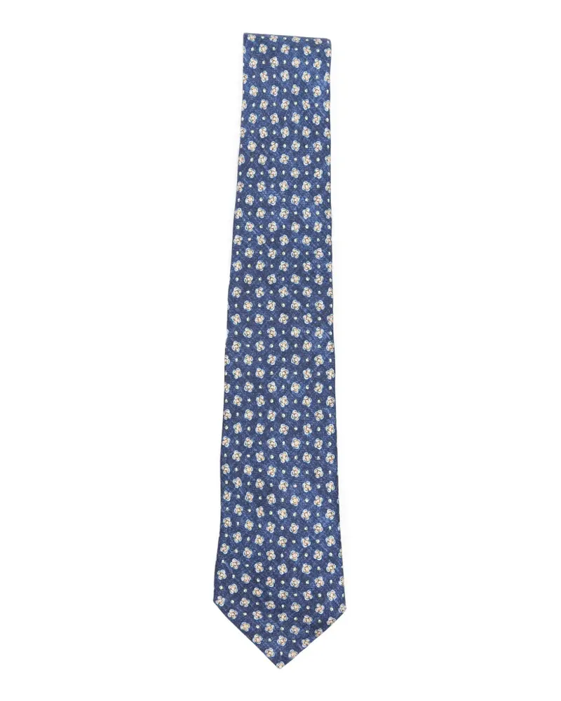 Kiton floral-print silk tie - Blau Blau