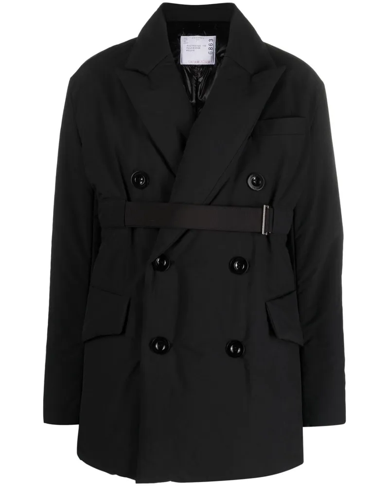 Sacai Doppelreihiger Blazer Schwarz