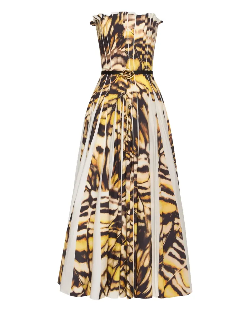Oscar de la Renta Abstract Butterfly Midikleid - Nude Nude