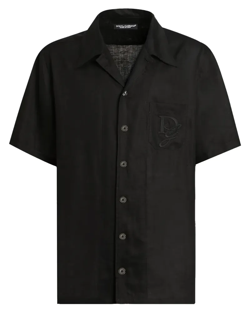 Dolce & Gabbana Hemd mit Logo-Stickerei - Schwarz Schwarz