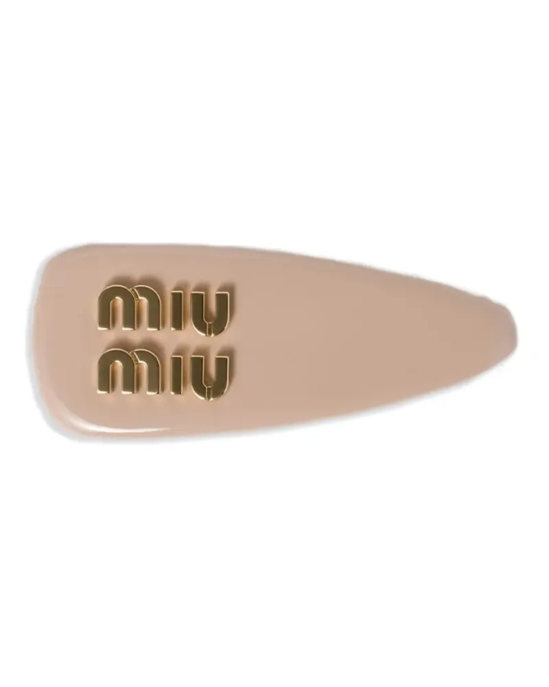 Miu Miu Haarspange aus Lackleder - Nude Nude