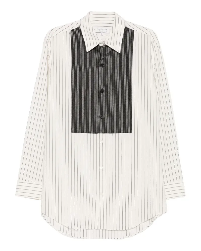 Yohji Yamamoto vertical-stripe panelled shirt - Weiß Weiß