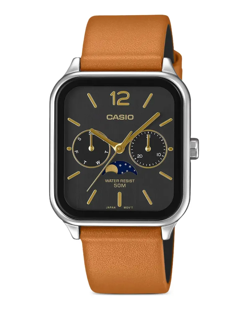 Casio Armbanduhr aus Leder 44,5mm - Schwarz Schwarz