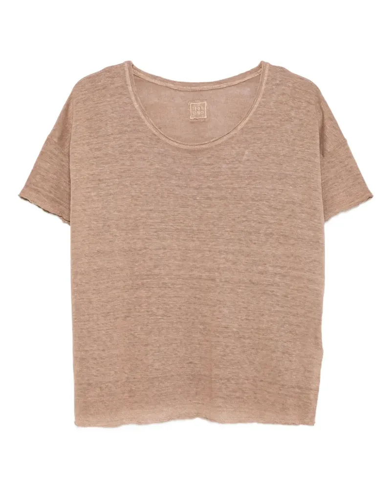 120% Lino T-Shirt aus Leinen - Braun Braun