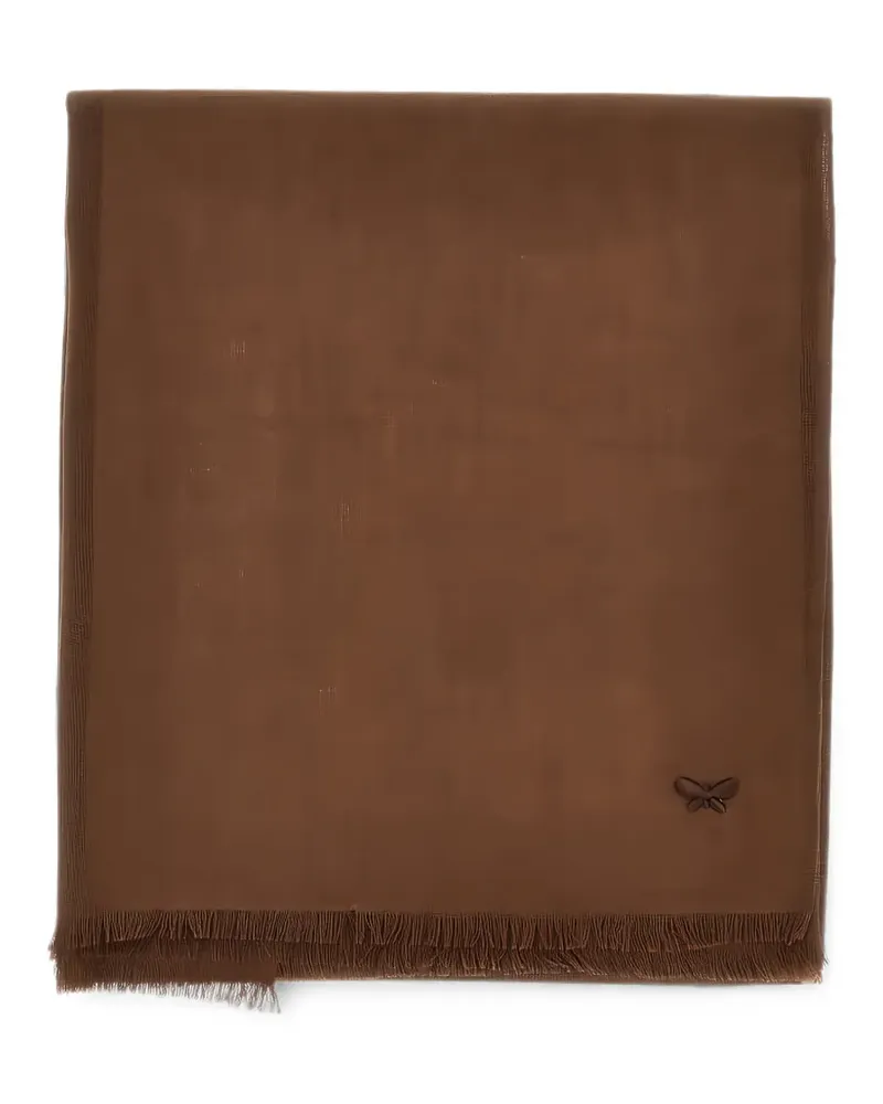 Max Mara fringed butterfly-embroidered scarf - Braun Braun