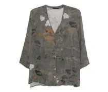 Hemd mit Blumen-Print - Grau