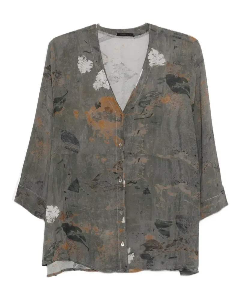 TRANSIT Hemd mit Blumen-Print - Grau Grau