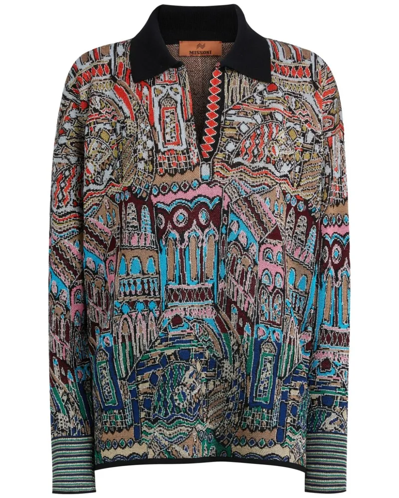 Missoni Gestrickter Pullover mit grafischem Print - Rot Rot