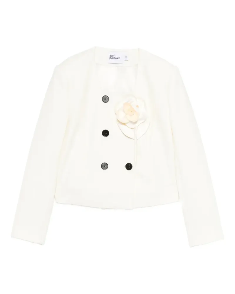 Self-Portrait floral detail fitted jacket - Nude Nude