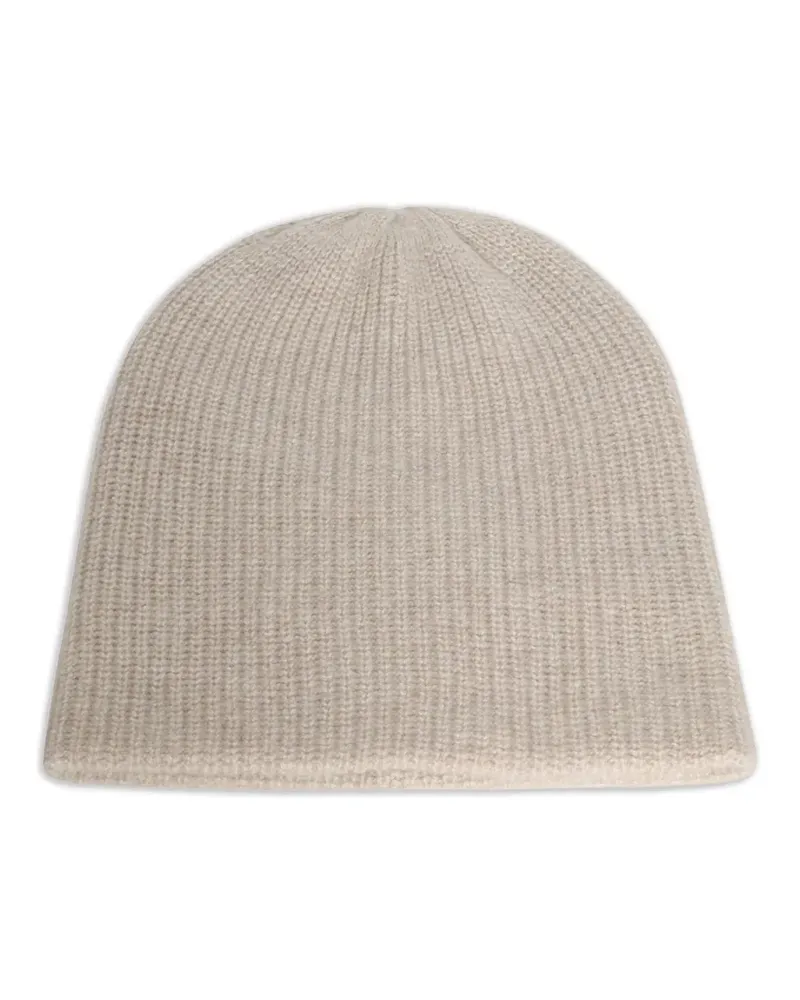 The Elder Statesman Gerippte Beanie - Weiß Weiß