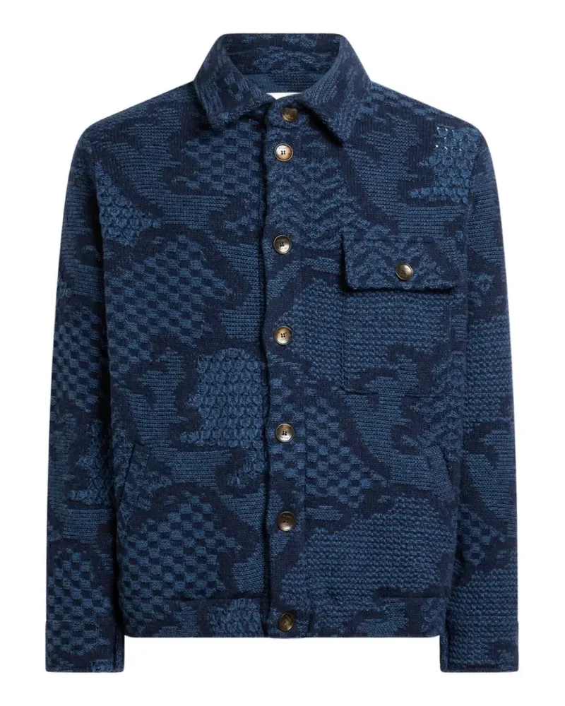 Etro patterned wool-blend overshirt jacket - Blau Blau