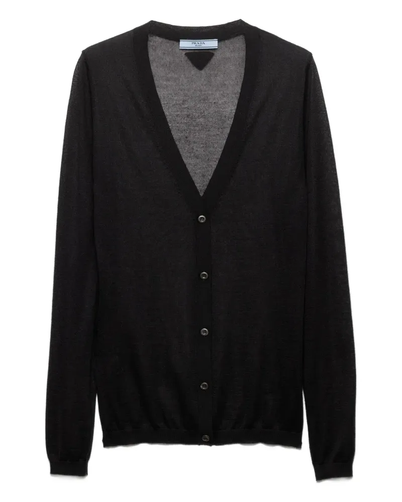 Prada Cardigan mit Logo-Stickerei - Schwarz Schwarz