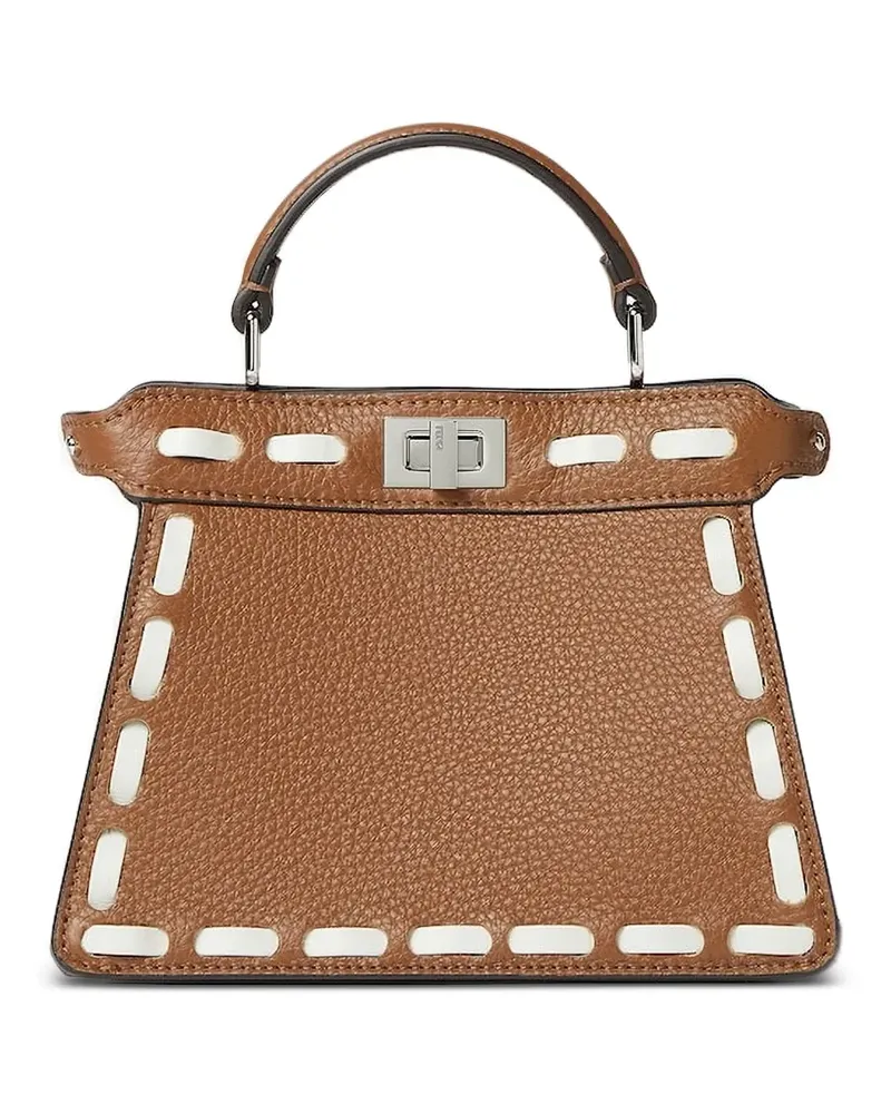 Fendi Kleine Peekaboo ISeeU Schultertasche mit Ziernaht - Braun Braun