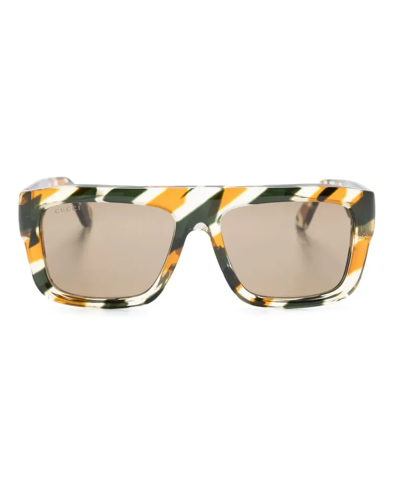 Gucci Sonnenbrille mit eckigem Gestell - Schwarz Schwarz
