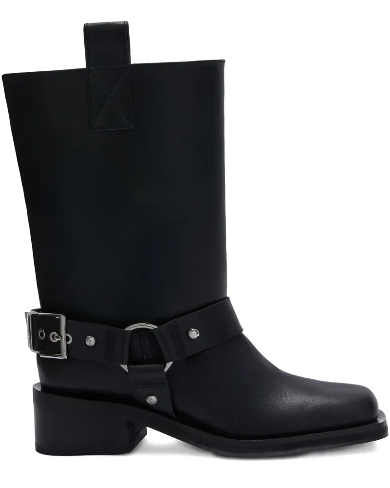 Ganni Stiefel mit Harness-Riemen 50mm - Schwarz Schwarz