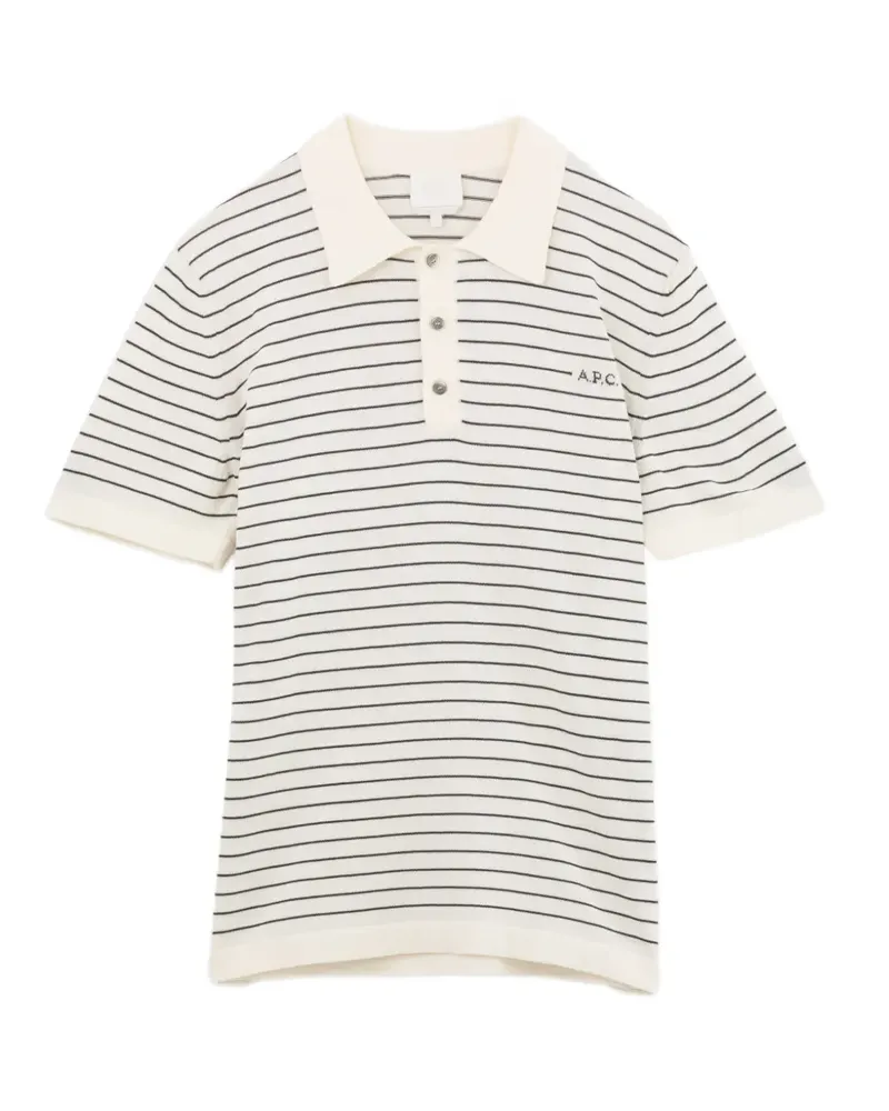 A.P.C. Gestreiftes Poloshirt - Weiß Weiß