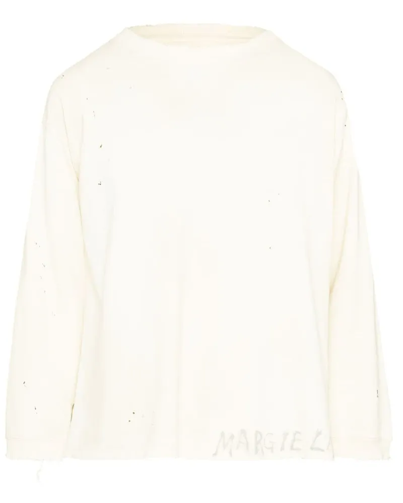 Maison Margiela Pullover mit Handschrift - Weiß Weiß