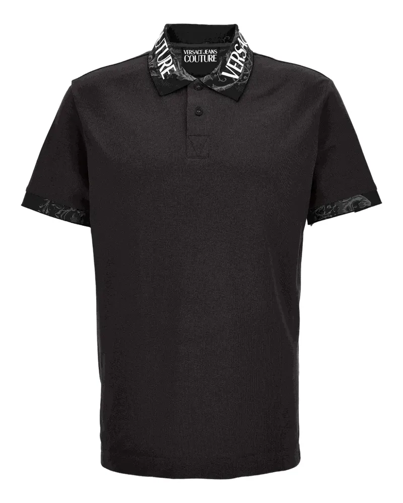 Versace Jeans Poloshirt mit Logo-Print - Schwarz Schwarz