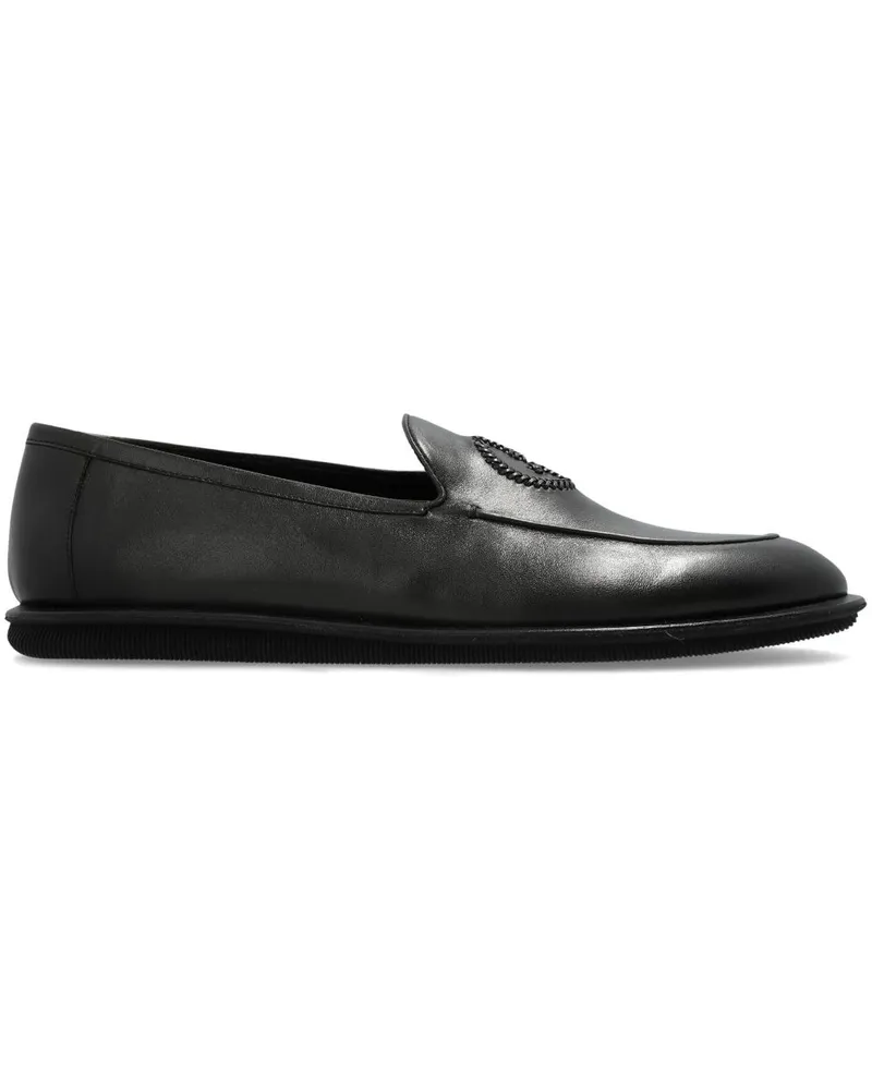 Giorgio Armani Loafer mit Logo-Stickerei Schwarz