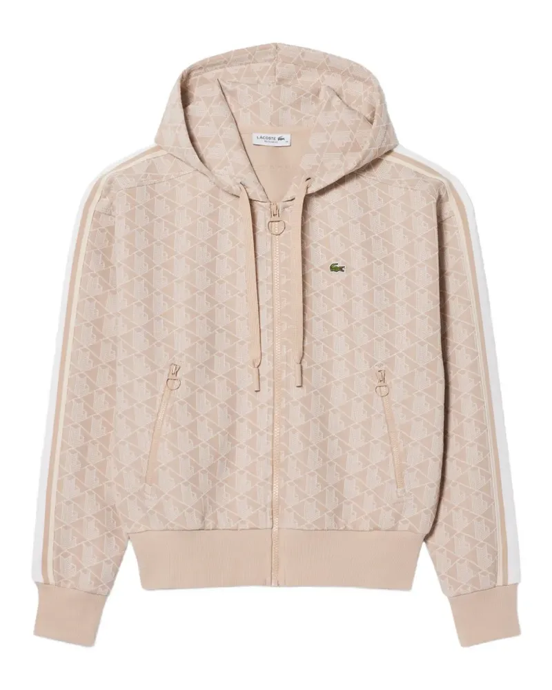 Lacoste geometric-monogram hoodie - Nude Nude