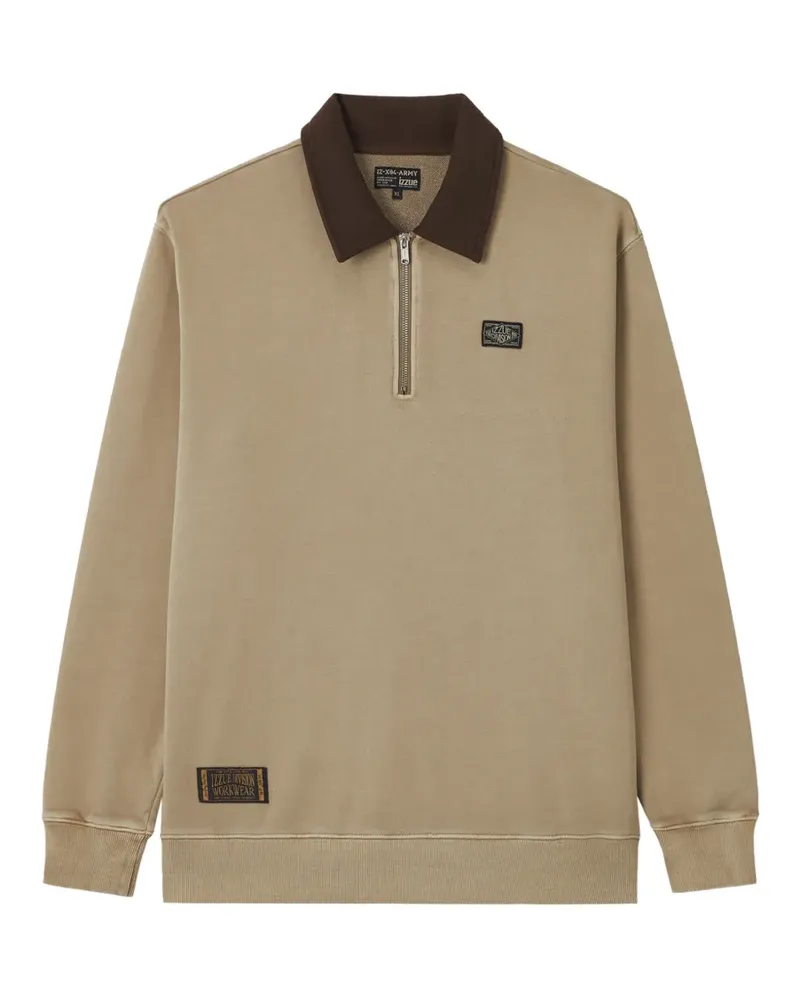 Izzue Sweatshirtjacke mit Logo-Patch - Nude Nude