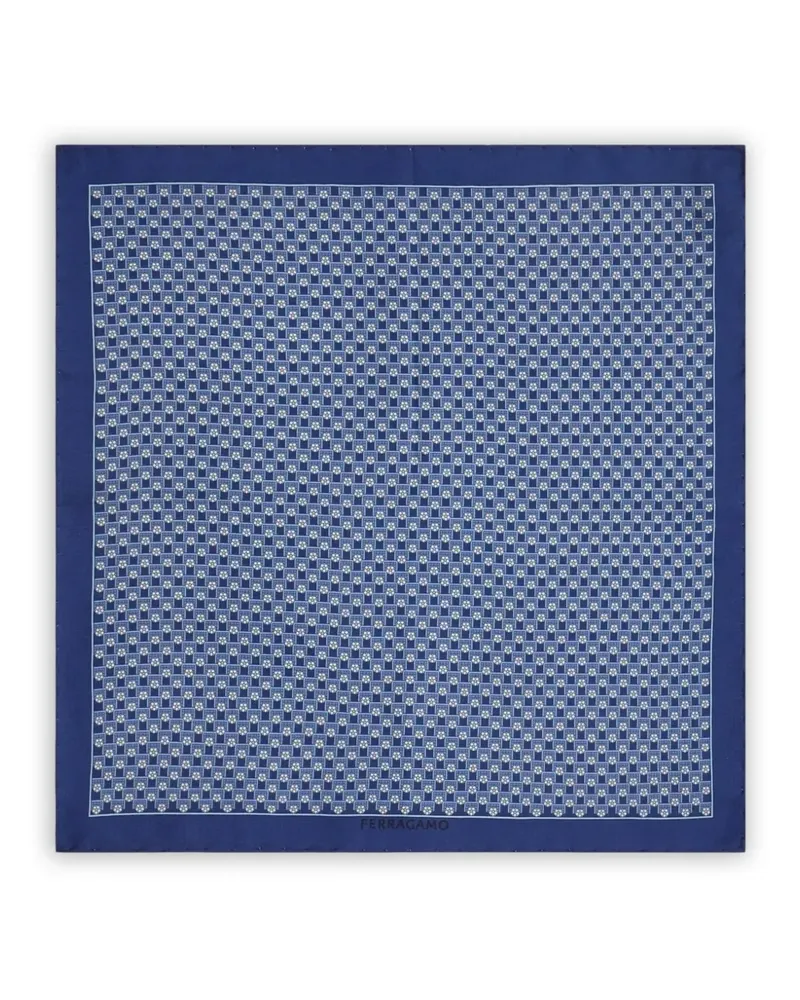 Ferragamo Einstecktuch aus Seide mit Tournament-Print - Blau Blau