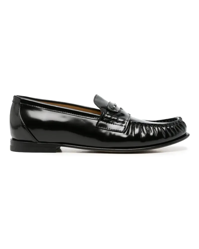 Fendi Geraffte Scrunch Loafer mit Logo-Schild - Schwarz Schwarz