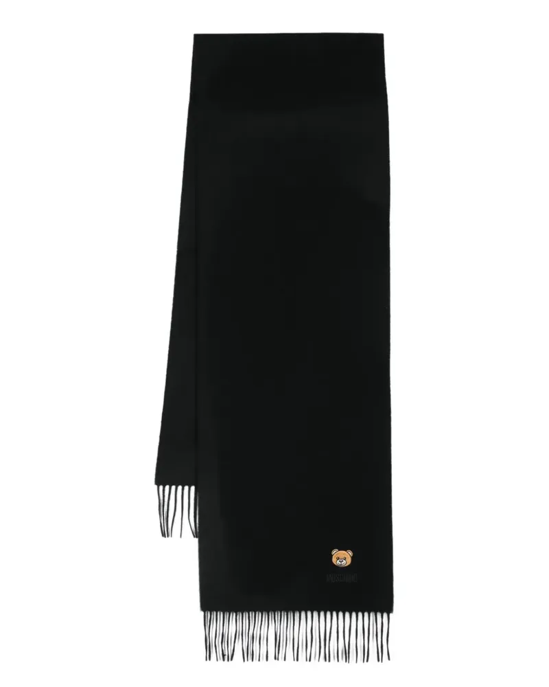 Moschino Schal mit Teddy-Patch - Schwarz Schwarz