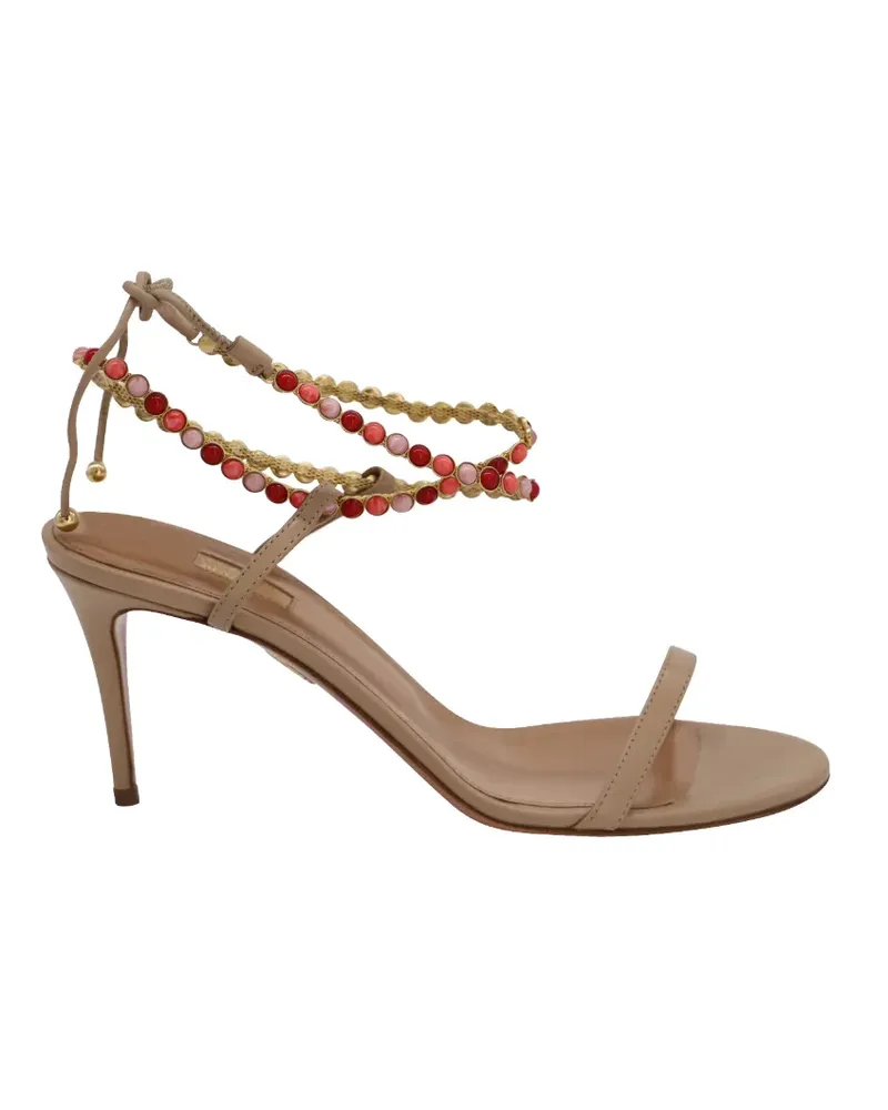 Aquazzura Livia Stiletto-Sandalen mit Perlen - Nude Nude