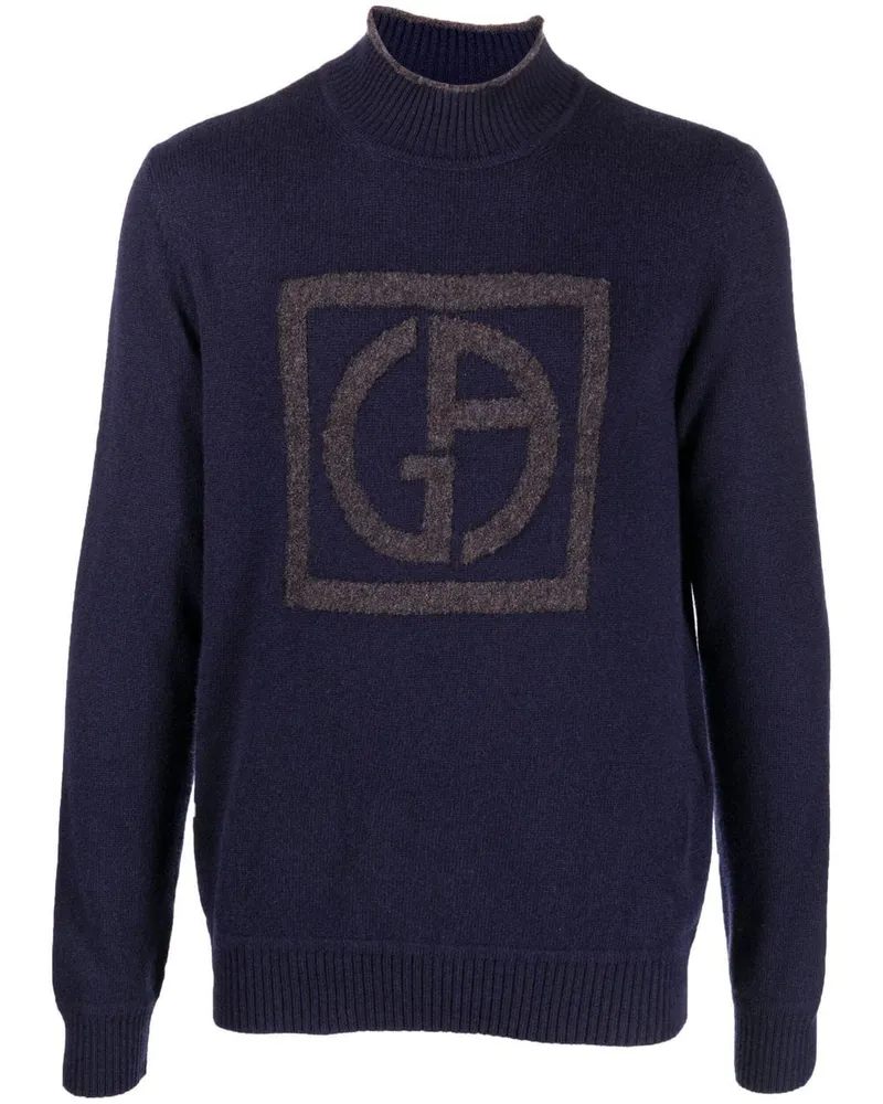 Giorgio Armani Pullover mit Stehkragen - Blau Blau