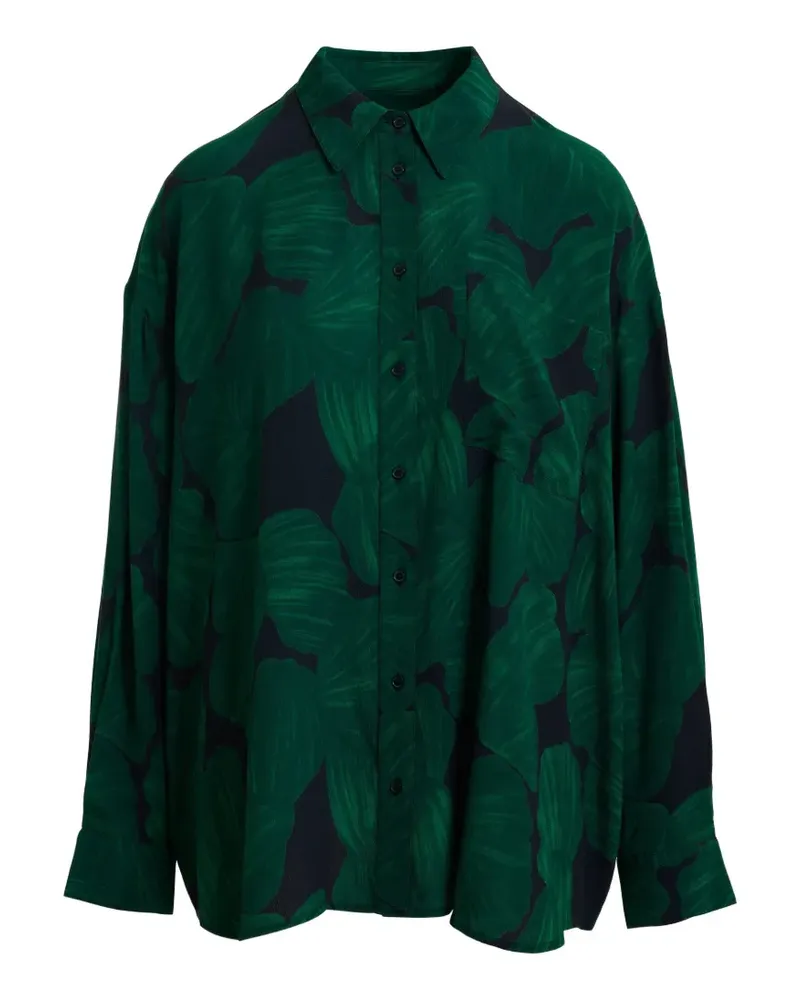 Essentiel Oversized-Hemd mit tropischem Print - Grün Grün