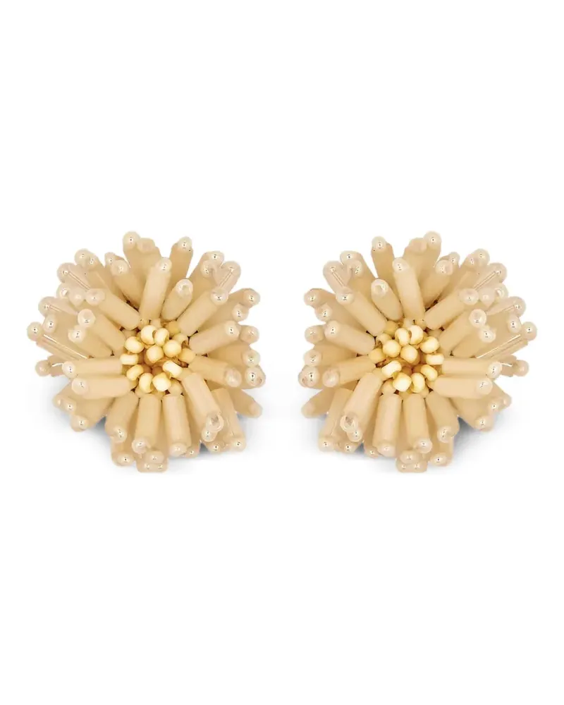 Oscar de la Renta Pompom Flower Ohrclips - Nude Nude
