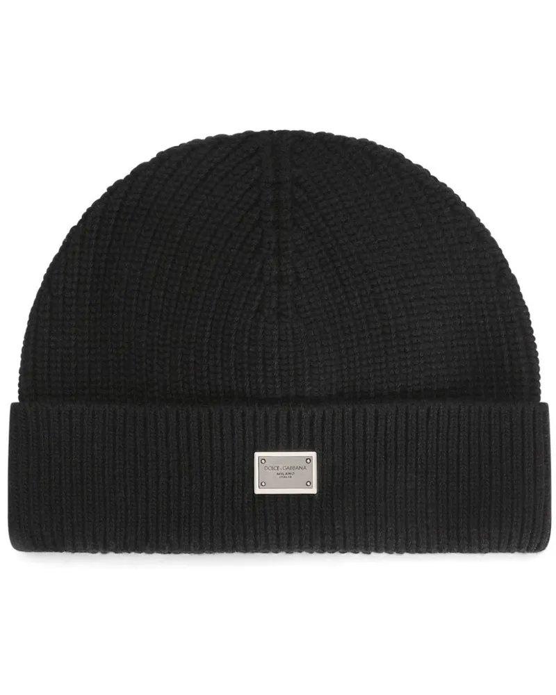 Dolce & Gabbana Gerippte Beanie - Schwarz Schwarz
