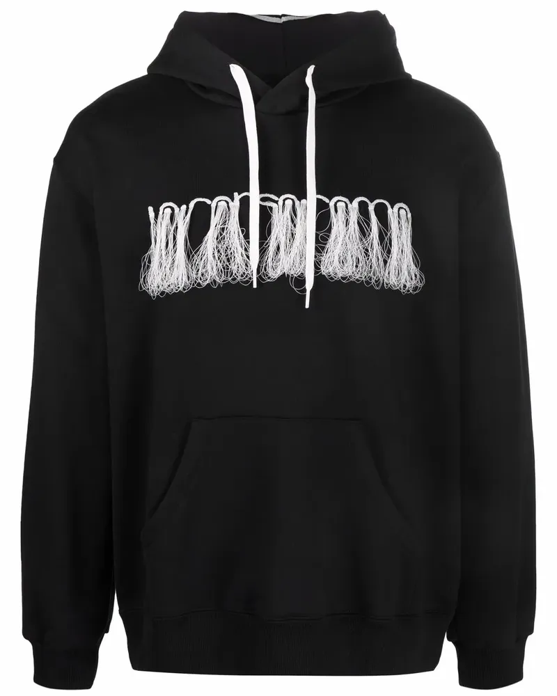 Doublet Bestickter Hoodie mit Fransen - Schwarz Schwarz