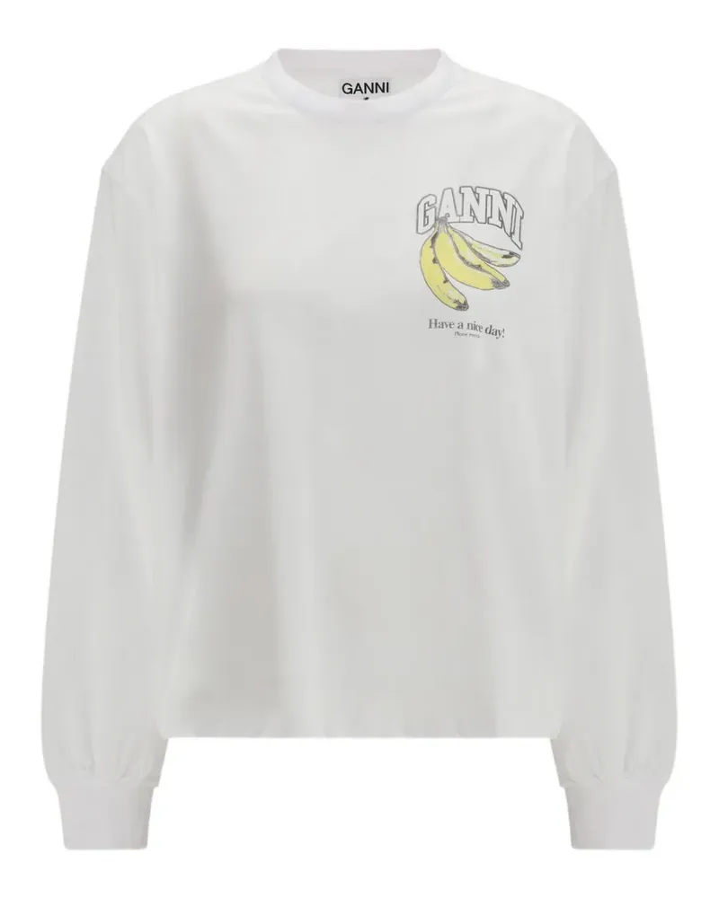 Ganni Langarmshirt mit Print - Weiß Weiß