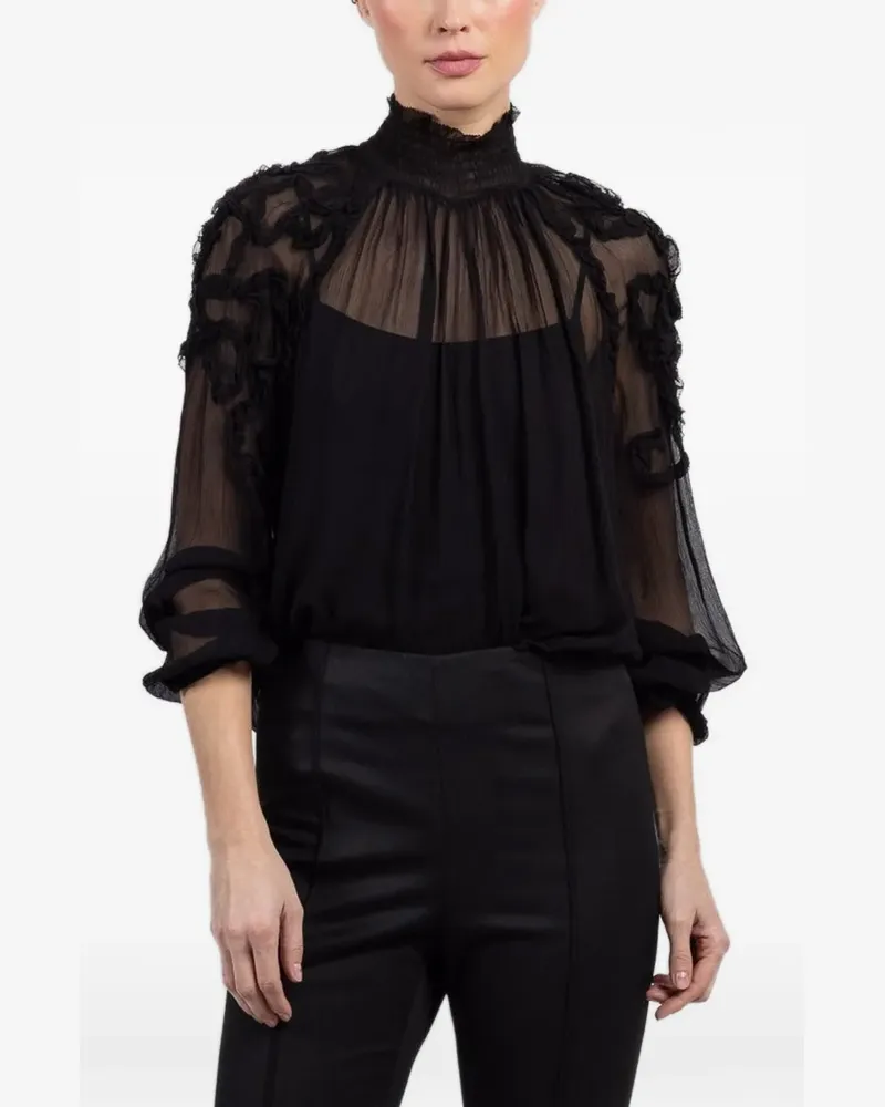 Ulla Johnson ruffled high-neck top - Schwarz Schwarz
