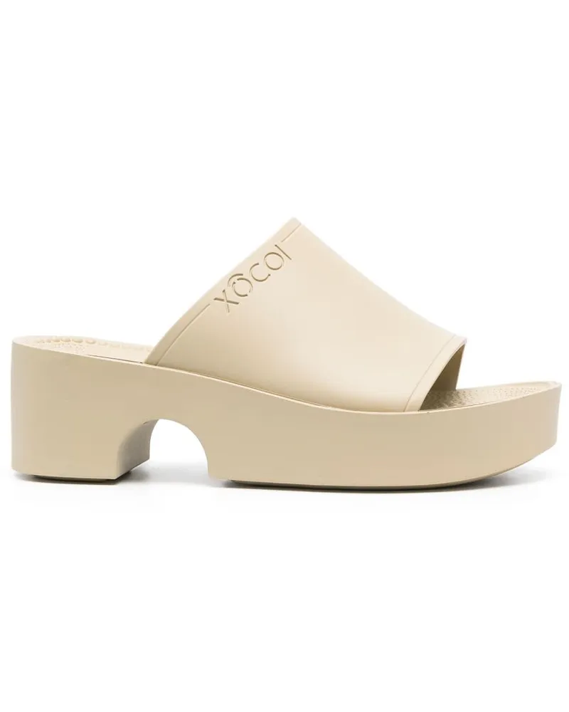 XOCOI Pantoletten mit Plateau 55mm - Nude Nude