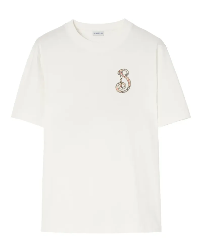 Burberry Check B motif cotton T-shirt - Weiß Weiß