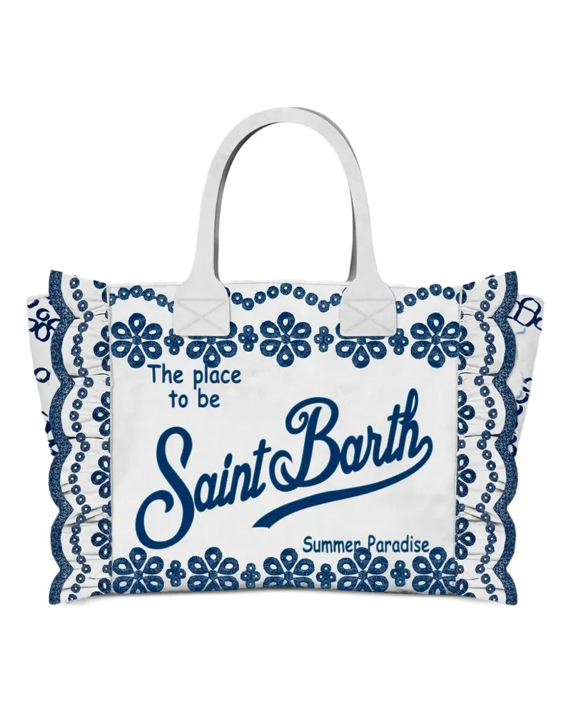 MC2 Saint Barth Colette Volant Tote Bag mit Blumen - Weiß Weiß