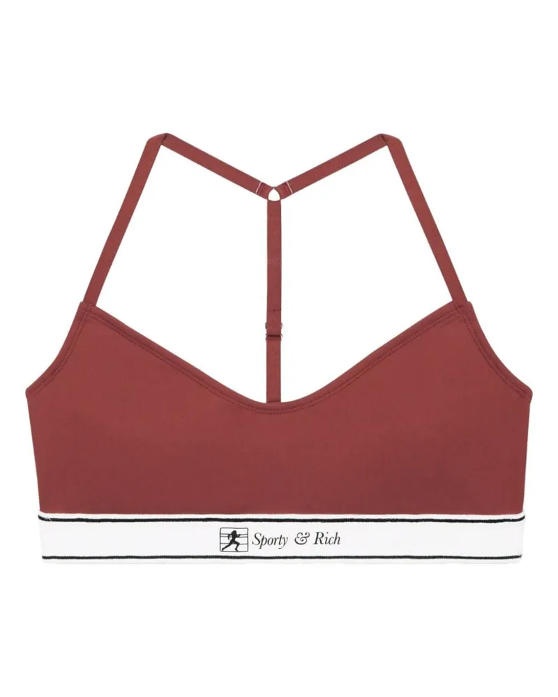 SPORTY & RICH Runner Script Bralet Braun