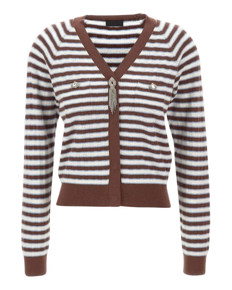 Liu Jo crystal-embellished striped cardigan - Braun Braun