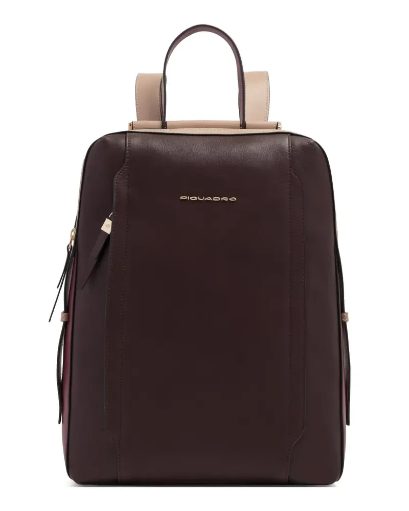 Piquadro Rucksack mit rundem Logo-Schild - Violett Violett